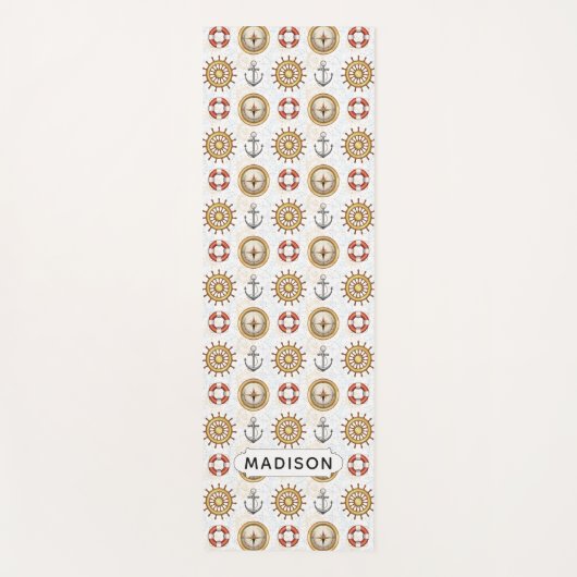 Yogmatte für Nautic Pattern individuelle Name Yogamatte (Vorderseite)