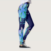 Yogopflanzen mit blauen und rosafarbenen Fellen Leggings (Rechts)