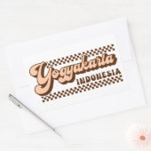 Yogyakarta Indonesien Retro Brown Text Rechteckiger Aufkleber (Umschlag)