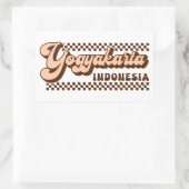 Yogyakarta Indonesien Retro Brown Text Rechteckiger Aufkleber (Tasche)