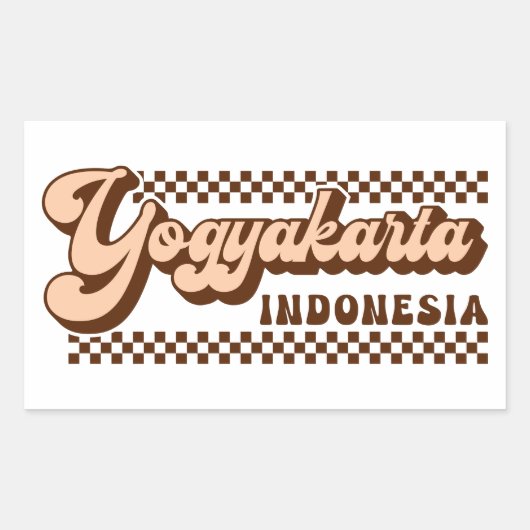 Yogyakarta Indonesien Retro Brown Text Rechteckiger Aufkleber (Vorderseite)