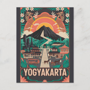Yogyakarta Indonesien Retro-Reiseplakat Kunst Feiertagspostkarte