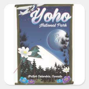 Yoho-Nationalpark Kanada Vintage-Reiseposter Quadratischer Aufkleber