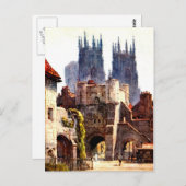 Yok Minster Bootham Bar Eintritt Colour Cathedral Postkarte (Vorne/Hinten)