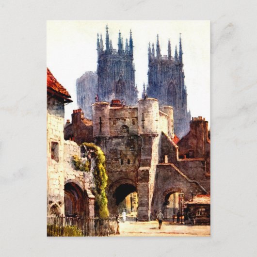 Yok Minster Bootham Bar Eintritt Colour Cathedral Postkarte (Vorderseite)