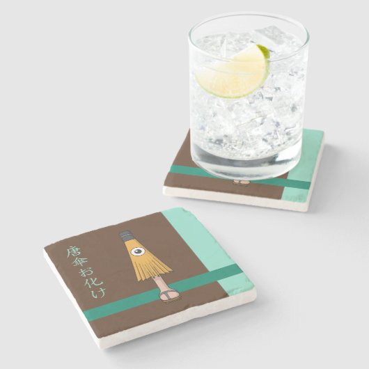 Yokai Karakasa-obake (Schirmherr) Steinuntersetzer (Seitenansicht)