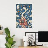 Yokai-Kunstprint Stilisierter Langhalsgeist Poster (Heimbüro)