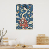 Yokai-Kunstprint Stilisierter Langhalsgeist Poster (Küche)