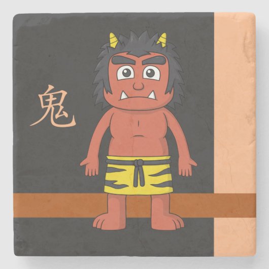 Yokai Oni (Ogre) Steinuntersetzer (Vorderseite)