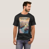 Yokohama Japan Illustration Travel Art Vintage T-Shirt (Vorne ganz)