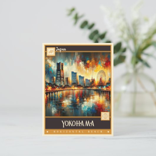 Yokohama, Japan | Vintage Malerei Postkarte (Stehend Vorderseite)