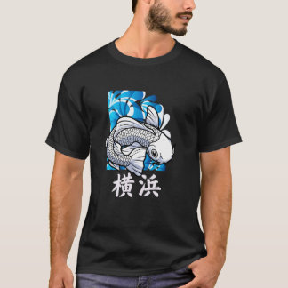 Yokohama Japan Weißer Koi-Fisch Japanischer Nishik T-Shirt