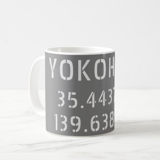 Yokohama Latitude & Longitude Kaffeetasse (Vorderseite Links)