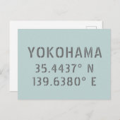 Yokohama Latitude & Longitude Postkarte (Vorne/Hinten)