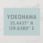 Yokohama Latitude & Longitude Postkarte (Vorderseite)