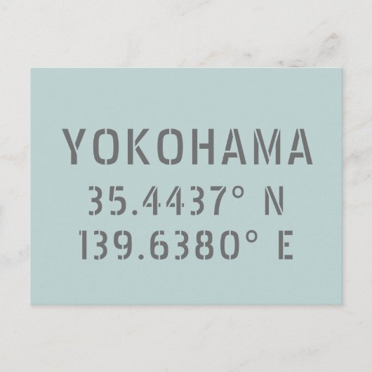 Yokohama Latitude & Longitude Postkarte (Vorderseite)