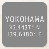 Yokohama Latitude & Longitude Rechteckiger Pappuntersetzer (Vorderseite)