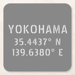 Yokohama Latitude & Longitude Rechteckiger Pappuntersetzer