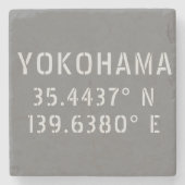 Yokohama Latitude & Longitude Steinuntersetzer (Vorderseite)