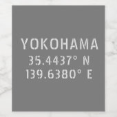 Yokohama Latitude & Longitude Weinetikett (Einzelnes Label)
