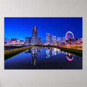 Yokohama Skyline bei Dusk Poster (Vorne)