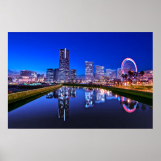 Yokohama Skyline bei Dusk Poster