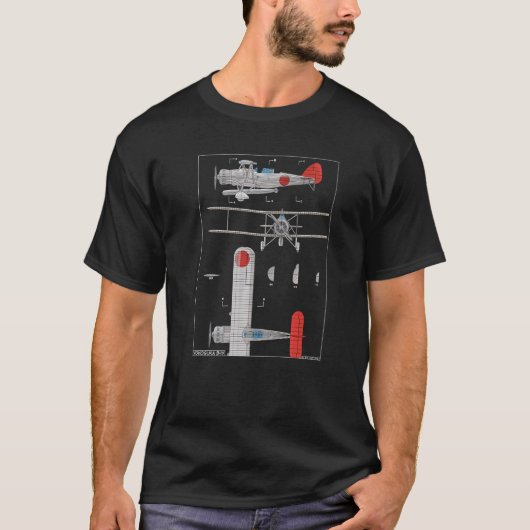 Yokosuka B4Y Japanese WW2 Biplane Diagram Premium T-Shirt (Vorderseite)