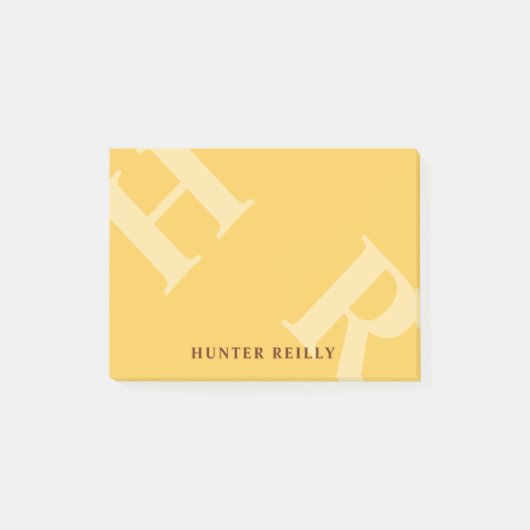 Yolk Yellow Tilted Initials & Your Name Post-it Klebezettel (Vorderseite)