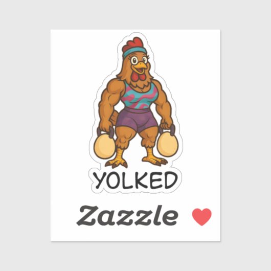 Yolked Hen – Funny Strong Chicken Kettlebell Gym Aufkleber (Blatt)