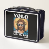 YOLO LOL JK BRB Jesus Funny Oaster Metall Brotdose (Vorderseite)