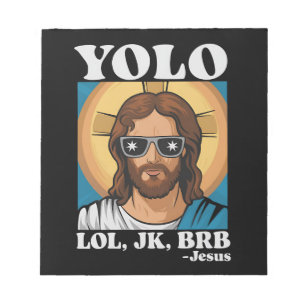 YOLO LOL JK BRB Jesus Lustiges Ostern Notizblock