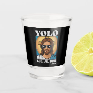 YOLO LOL JK BRB Jesus Lustiges Ostern Schnapsglas