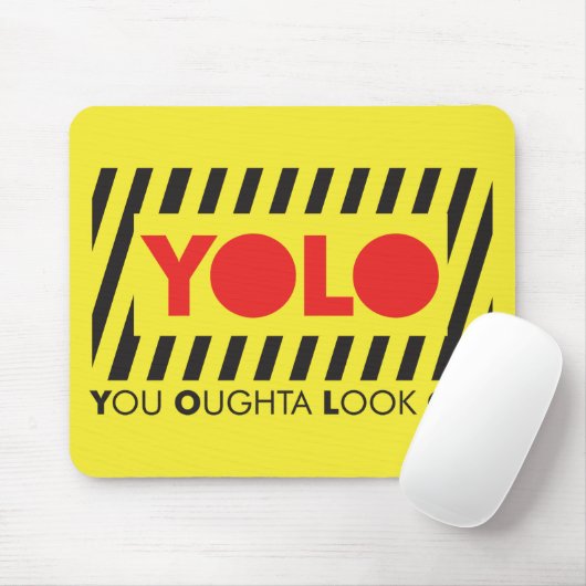 YOLO mit roter Vorsicht Mousepad (Mit Mouse)