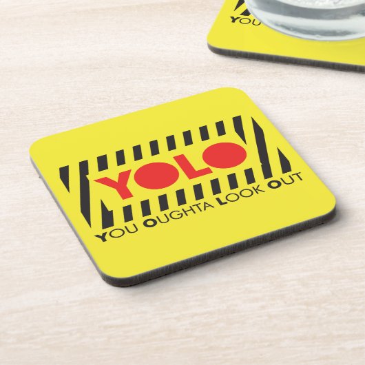 YOLO mit roter Vorsicht Untersetzer (Linke Seite)