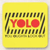 YOLO mit roter Vorsicht Untersetzer (Vorderseite)