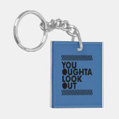 YOLO mit Vorsicht Schlüsselanhänger (Vorderseite links)