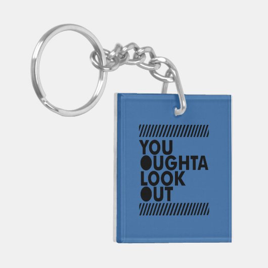 YOLO mit Vorsicht Schlüsselanhänger (Vorderseite links)