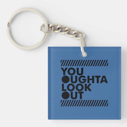 YOLO mit Vorsicht Schlüsselanhänger (Vorderseite)