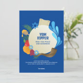 Yom Kippur Decorative Circle Graphic Blue Karte (Stehend Vorderseite)