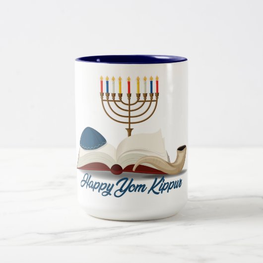 Yom Kippur Zweifarbige Tasse (Mittel)