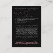 Yoni Steam Benefits InFocard Visitenkarte (Rückseite)