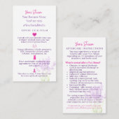 Yoni Steam Pre/Post Aftercare Instruction Card Visitenkarte (Vorne/Hinten)