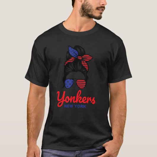 Yonkers New York Retro Messy Bun T-Shirt (Vorderseite)