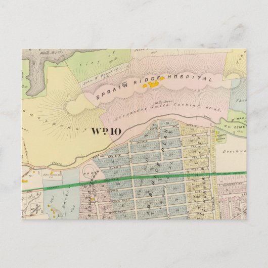 Yonkers NY Atlas Map Postkarte (Vorderseite)