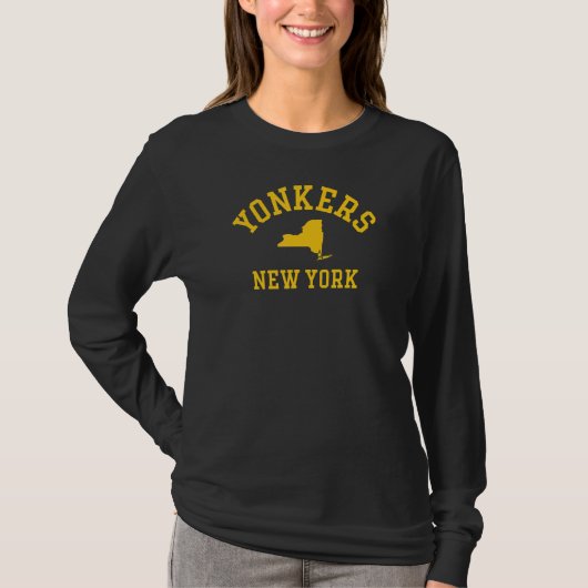 Yonkers Ny Leichtathletik Mit Staat 6 T-Shirt (Vorderseite)