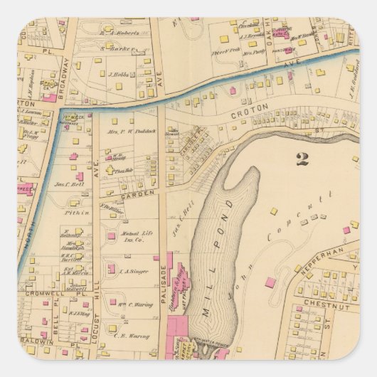 Yonkers wards 2-3, New York Quadratischer Aufkleber (Vorderseite)