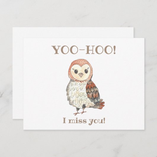 Yoo-hoo Barn Owl I Miss You School Teacher Postkarte (Vorne/Hinten)