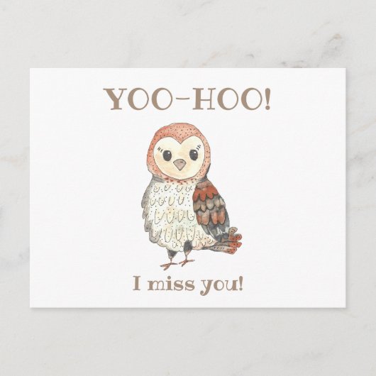 Yoo-hoo Barn Owl I Miss You School Teacher Postkarte (Vorderseite)
