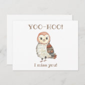 Yoo-hoo Barn Owl I Miss You School Teacher Postkarte (Vorne/Hinten)