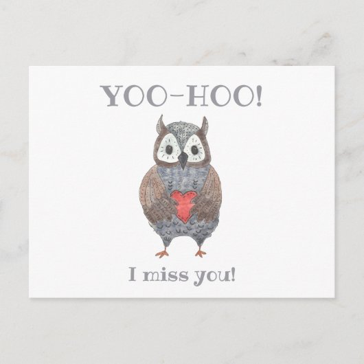 Yoo-hoo Herz Owl I Miss You School Teacher Postkarte (Vorderseite)